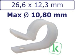 Buisklemmen, Bevestigingsbeugels, P-Clamp / Clip - Nylon (PA6,6) Schroefbaar Bundel diameter max. 10,80mm Wit / Naturel (Zak 100 stuks)