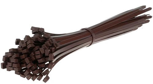Tyraps, kabelbinders 100 x 2,5 mm Bruin (Zak 100 stuks)-2