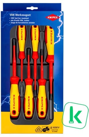 KNIPEX (00 20 12 V05) SchroevendraaierSet Plus / Minus 6-Delig  VDE PM/S (Set 6-delig)