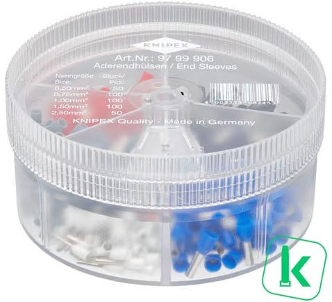 KNIPEX (97 99 906) Assortimentsbox / Doos  Adereindhulzen 0,5 - 2,5 mm2 Geïsoleerd (Box 400 stuks)