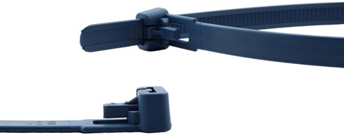 Tyraps, kabelbinders Hersluitbaar - Detecteerbaar (HACCP)  300 x 7,6 mm blauw (Zak 100 stuks)-2