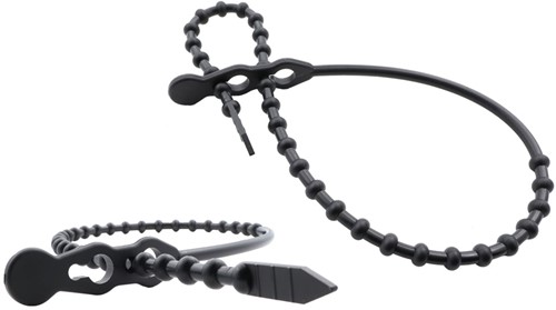 Bundelbanden, Snelbinders Hersluitbaar met dubbele kop, Rattenstaart / Beaded Cable Ties - 500 x 7,6 mm Zwart UV-Bestendig (Zak 100 stuks)-2
