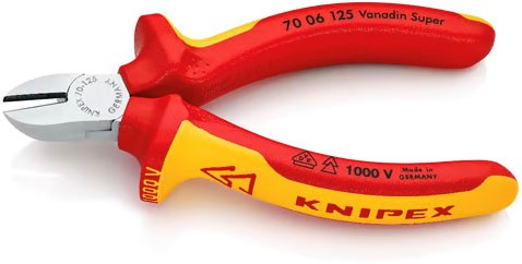 KNIPEX (70 06 125) Zijsnijtang / Kniptang Comfort Verchroomd 125 mm VDE -3
