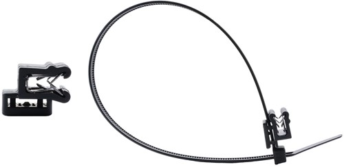 Tyraps, kabelbinders speciaal UV++ bestendig 200 x 4,8 mm zwart, met Edge Clip (A-Type), paneel klemvoet voor paneel 1 t/m 3mm Zwart (Zak 100 stuks)-2