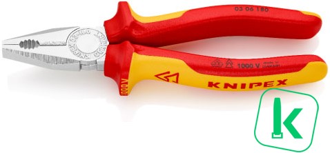 KNIPEX (03 06 180) Combinatietang Verchroomd / Comfort VDE 180 mm