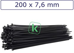 Tyraps, kabelbinders 200 x 7,6 mm Zwart UV bestendig (Zak 100 stuks)