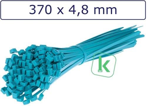 Tyraps, kabelbinders 370 x 4,8 mm Neon Blauw (Zak 100 stuks)