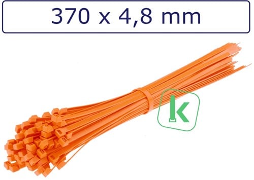 Tyraps, kabelbinders 370 x 4,8 mm Oranje (Zak 100 stuks)