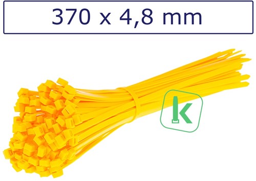 Tyraps, kabelbinders 370 x 4,8 mm Geel (Zak 100 stuks)  | Kabelbinders.nl (Zak 100 stuks)