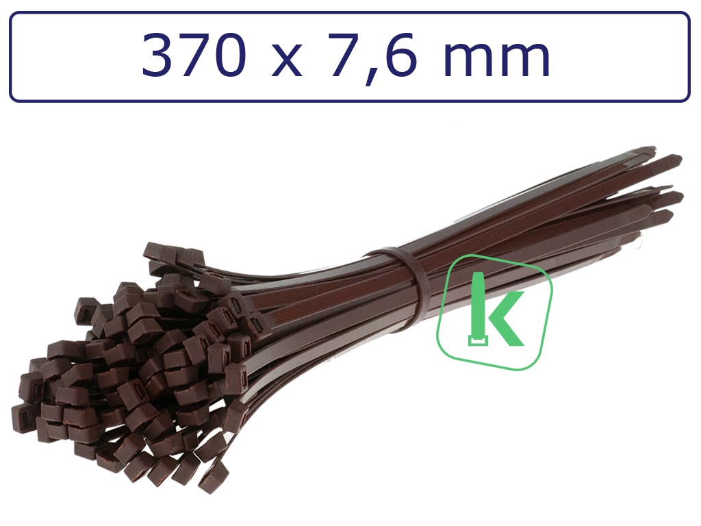Tyraps, kabelbinders Bruin 370 x 7,6 mm Bruin (Zak 100 stuks) (tiewrap/tyrap/tie-wrap/bundelbandje/colsonbandje/Bruin)