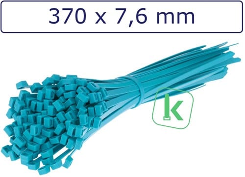 Tyraps, kabelbinders 370 x 7,6 mm Neon Blauw (Zak 100 stuks)