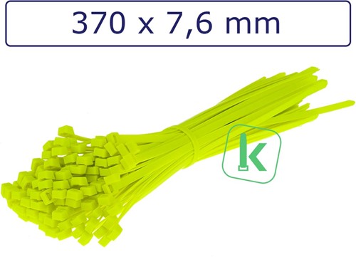 Tyraps, kabelbinders 370 x 7,6 mm Neon Geel (Zak 100 stuks)  | Kabelbinders.nl (Zak 100 stuks)