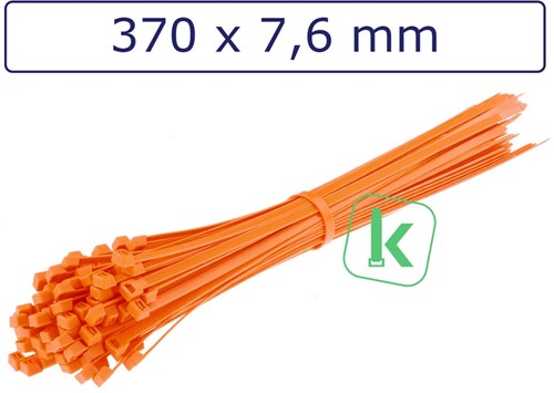 Tyraps, kabelbinders 370 x 7,6 mm Oranje (Zak 100 stuks)