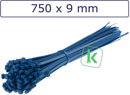Tyraps, kabelbinders 750 x 9 mm Blauw (Zak 100 stuks)
