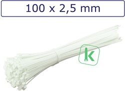 Tyraps, kabelbinders Polypropyleen PP 100 x 2,5 mm Wit (Zak 100 stuks)