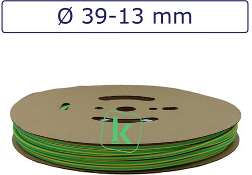 Krimpkous 3:1 39-13 mm Geel-Groen Dunwanding krimpverhouding 3:1 (Rol 30 meter)