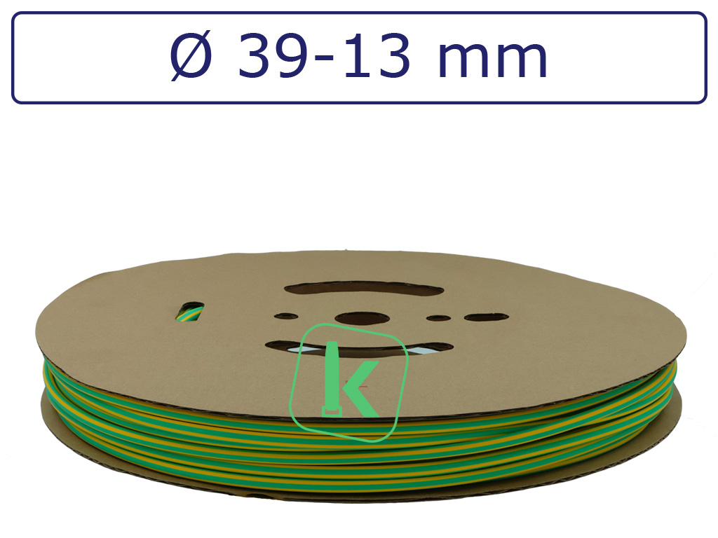 Krimpkous Groen 3:1 39-13 mm Geel-Groen Dunwanding krimpverhouding 3:1 (Rol 30 meter) - PRO-TIE®