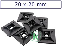 Kabelbinderhouder, schroefzadel / Sokkel 20 x 20 mm Zwart UV bestendig (Zak 100 stuks)