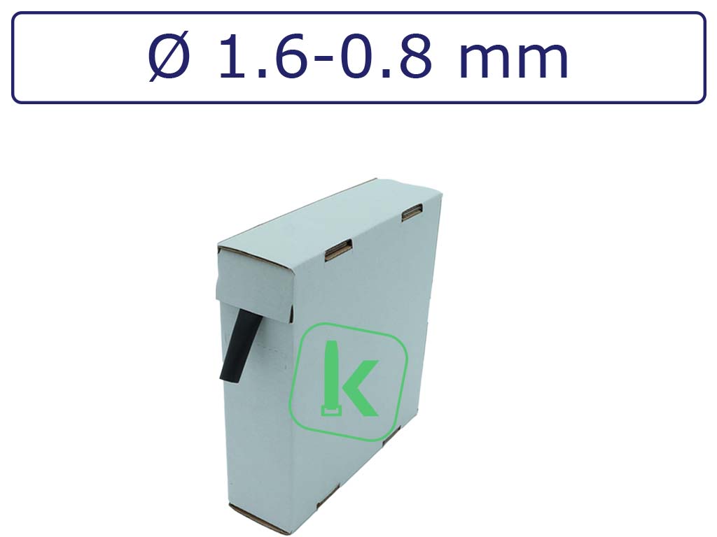 Krimpkous Zwart 1,6-0,8 mm Zwart UV Dunwandig krimpverhouding 2:1 (Box 15 meter) - PRO-TIE®
