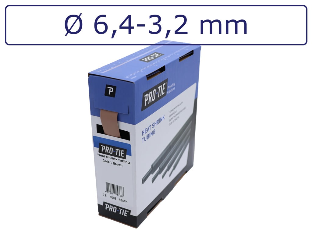 Krimpkous Bruin 6,4-3,2 mm Bruin Dunwandig krimpverhouding 2:1 (Box 10 meter) - PRO-TIE®
