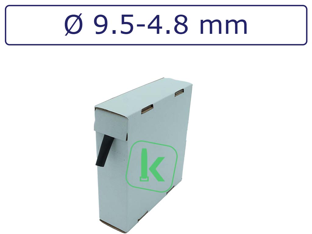 Krimpkous Zwart 9,5-4,8 mm Zwart UV Dunwandig krimpverhouding 2:1 (Box 10 meter) (Box 10 meter) - PRO-TIE®