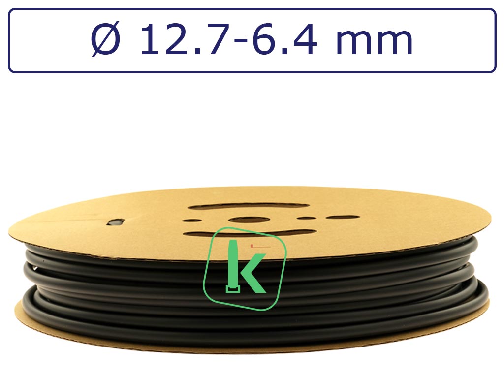 Krimpkous Zwart 12,7-6,4 mm Zwart UV Dunwandig krimpverhouding 2:1 (Rol 100 meter) - PRO-TIE®