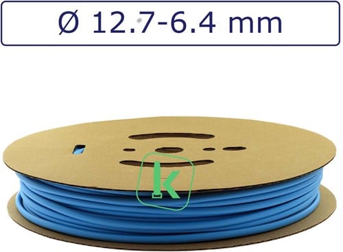 Krimpkous 12,7-6,4 mm Felblauw Dunwandig krimpverhouding 2:1 (Rol 50 meter) (Rol 50 meter)