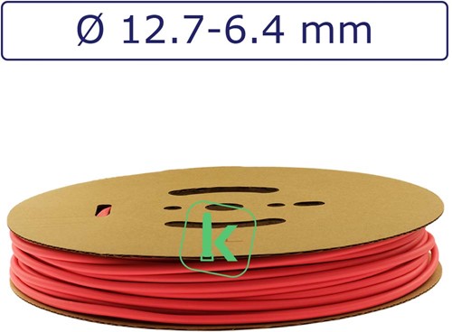 Krimpkous 12,7-6,4 mm Felrood Dunwandig krimpverhouding 2:1 (Rol 50 meter)