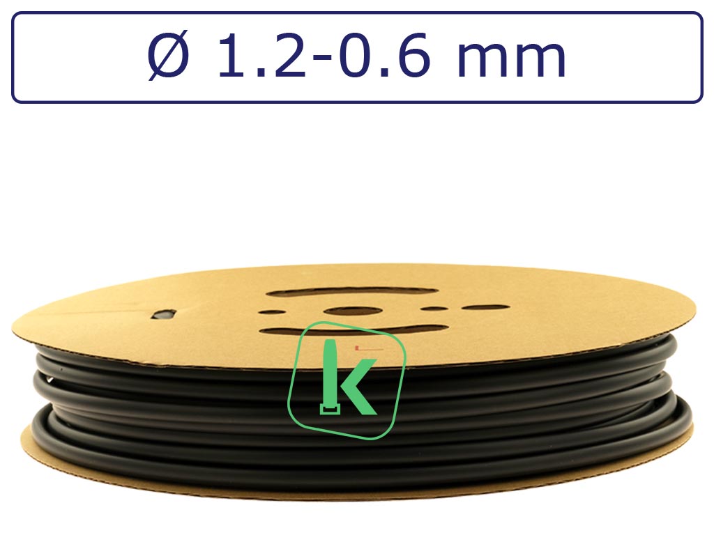Krimpkous Zwart 1,2-0,6 mm Zwart UV Dunwandig Krimpverhouding 2:1 (Rol 200 meter) - PRO-TIE®