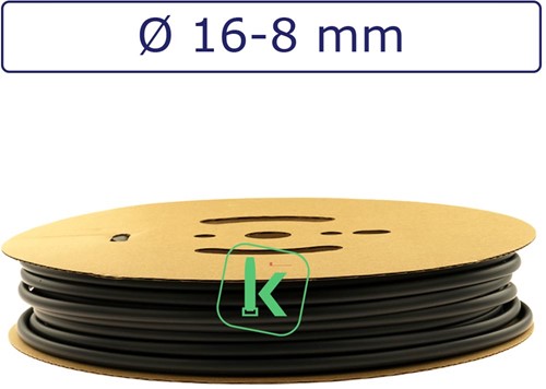 Krimpkous 16-8 mm Zwart UV Dunwandig krimpverhouding 2:1 (Rol 50 meter) (Rol 50 meter)