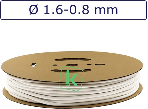 Krimpkous 1,6-0,8 mm Wit Dunwandig krimpverhouding 2:1 (Rol 150 meter)