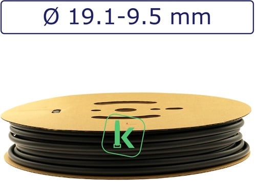 Krimpkous 19,1-9,5 mm Zwart UV Dunwandig krimpverhouding 2:1 (Rol 30 meter)