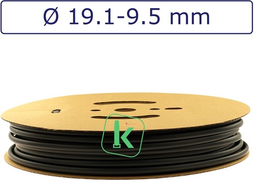 Krimpkous 19,1-9,5 mm Zwart UV Dunwandig krimpverhouding 2:1 (Rol 50 meter)