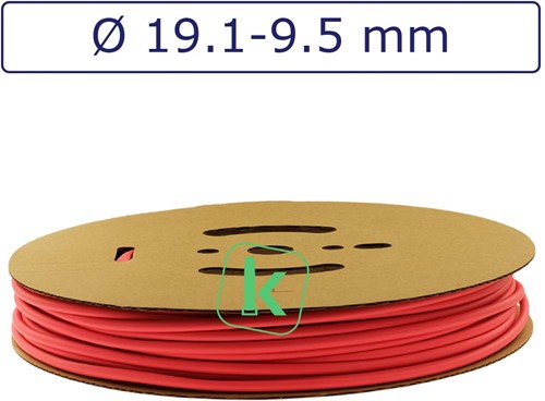 Krimpkous 19,1-9,5 mm Felrood Dunwandig krimpverhouding 2:1 (Rol 30 meter)