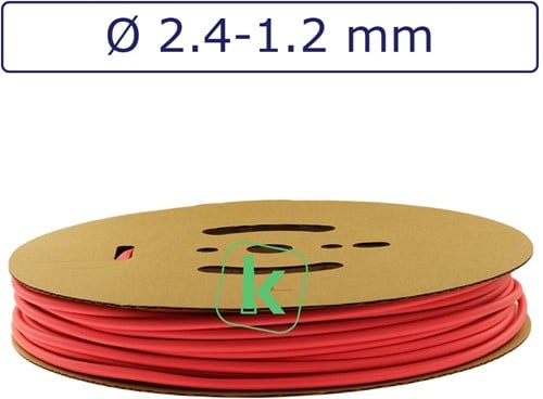 Krimpkous 2,4-1,2 mm Felrood Dunwandig krimpverhouding 2:1 (Rol 150 meter)