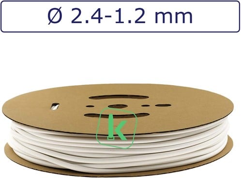 Krimpkous 2,4-1,2 mm Wit Dunwandig krimpverhouding 2:1 (Rol 150 meter)