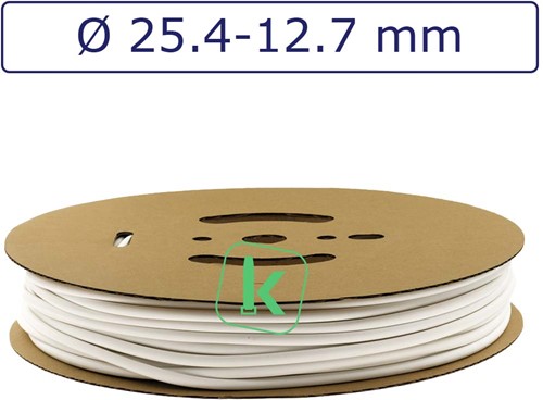 Krimpkous 25,4-12,7 mm Wit Dunwandig krimpverhouding 2:1 (Rol 30 meter)