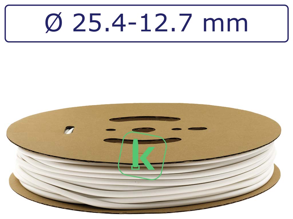 Krimpkous Wit 25,4-12,7 mm Wit Dunwandig krimpverhouding 2:1 (Rol 30 meter) - PRO-TIE®