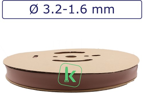 Krimpkous 3,2-1,6 mm Bruin Dunwandig krimpverhouding 2:1 (Rol 150 meter)