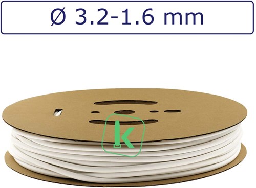 Krimpkous 3,2-1,6 mm Wit Dunwandig krimpverhouding 2:1 (Rol 150 meter)