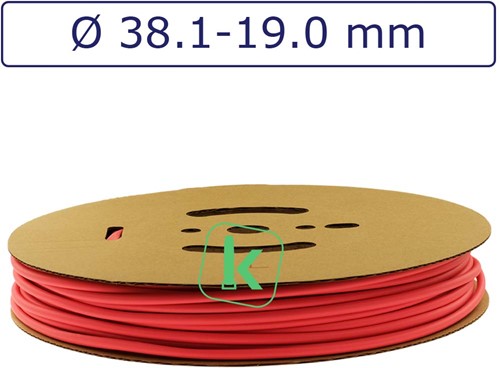 Krimpkous 38,1-19 mm Felrood Dunwandig krimpverhouding 2:1 (Rol 30 meter)