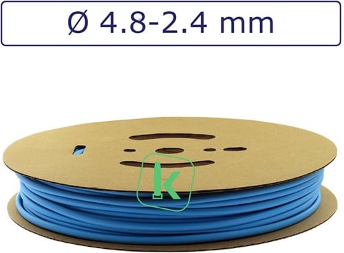 Krimpkous 4,8-2,4 mm Felblauw Dunwandig krimpverhouding 2:1 (Rol 75 meter)