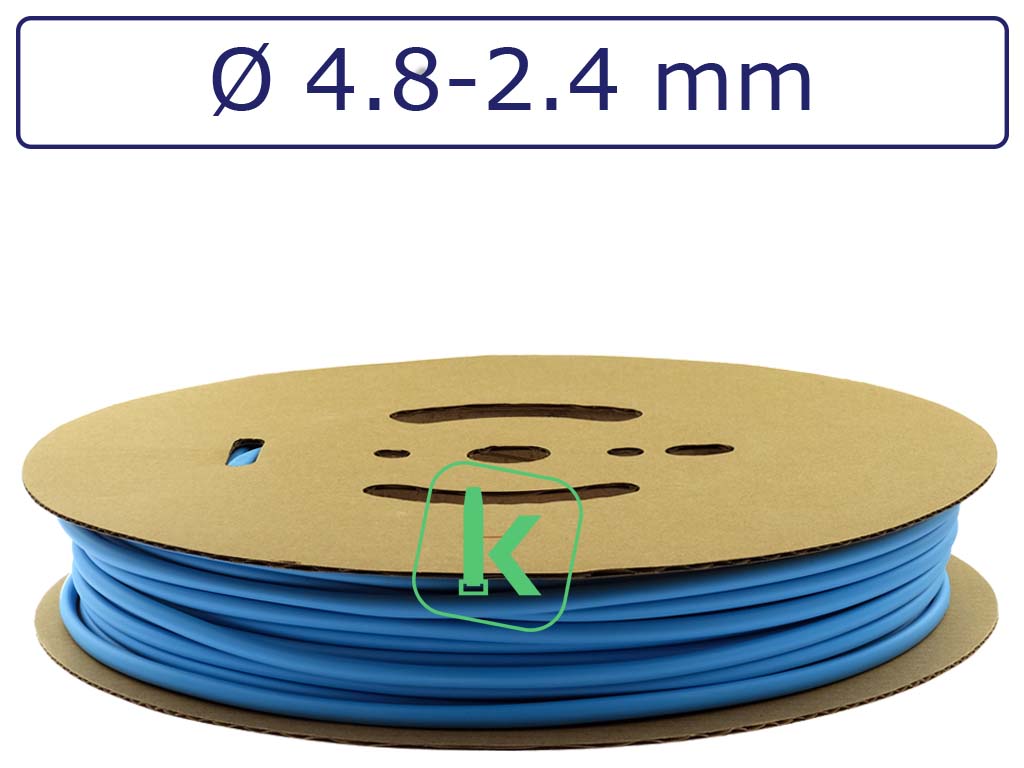 Krimpkous Blauw 4,8-2,4 mm Felblauw Dunwandig krimpverhouding 2:1 (Rol 75 meter) - PRO-TIE®