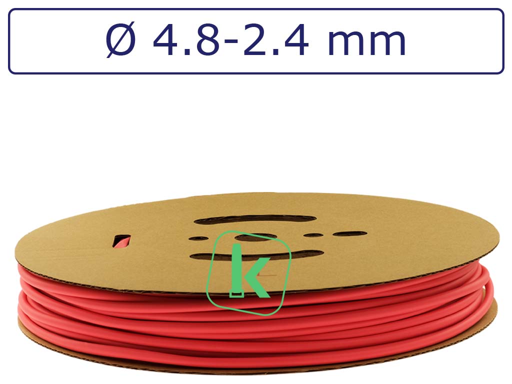Krimpkous Rood 4,8-2,4 mm Felrood Dunwandig krimpverhouding 2:1 (Rol 75 meter) - PRO-TIE®
