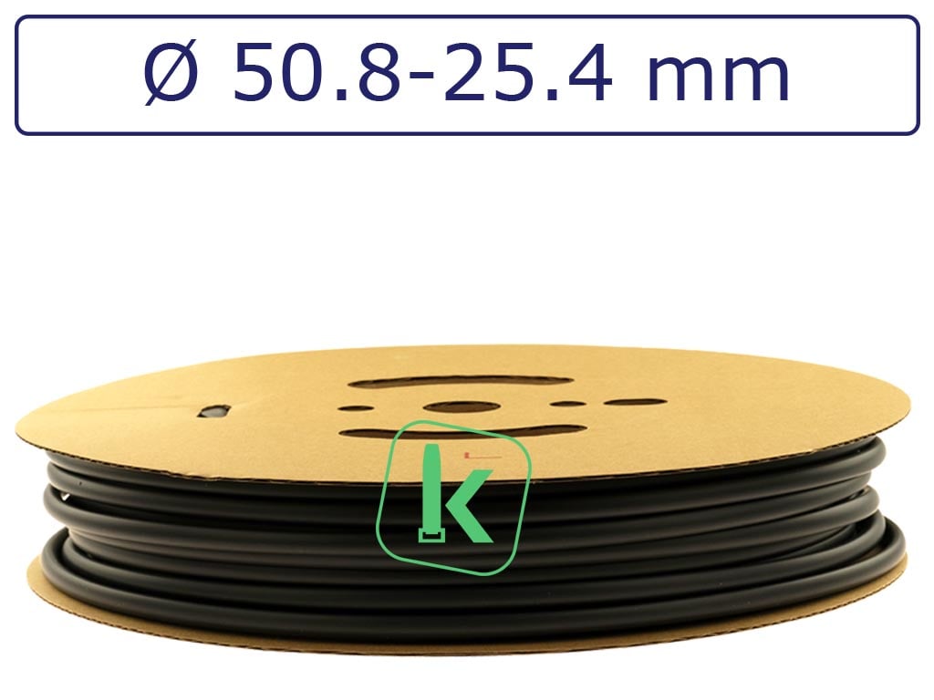 Krimpkous Zwart 50,8-25,4 mm Zwart UV Dunwandig krimpverhouding 2:1 (Rol 25 meter) - PRO-TIE®