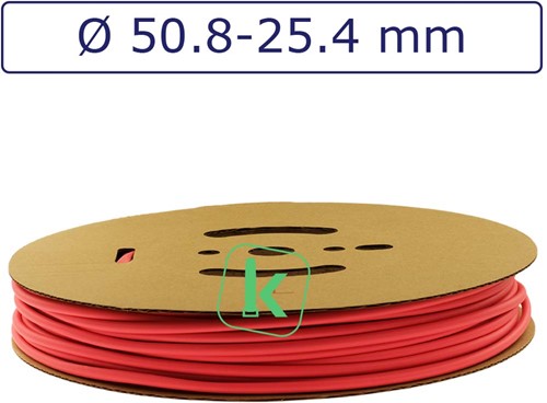 Krimpkous 50,8-25,4 mm Felrood Dunwandig krimpverhouding 2:1 (Rol 30 meter)