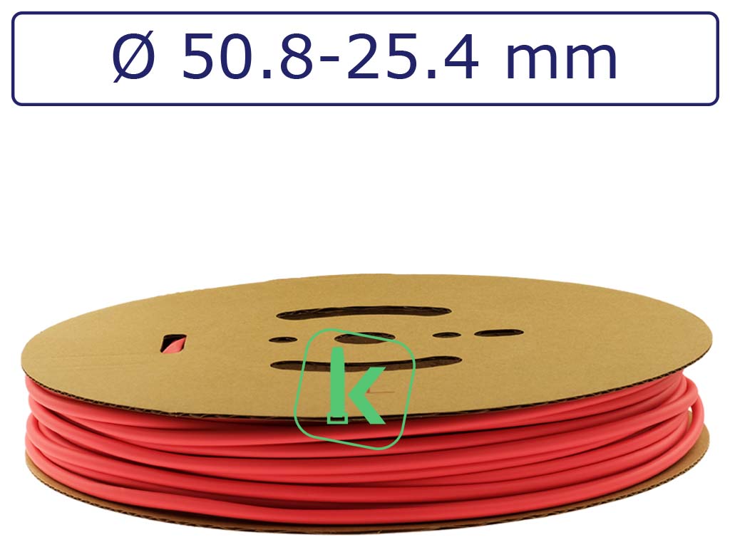 Krimpkous Rood 50,8-25,4 mm Felrood Dunwandig krimpverhouding 2:1 (Rol 30 meter) - PRO-TIE®