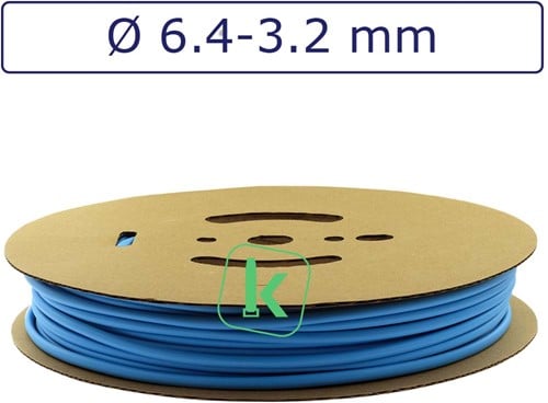 Krimpkous 6,4-3,2 mm Felblauw Dunwandig krimpverhouding 2:1 (Rol 75 meter)