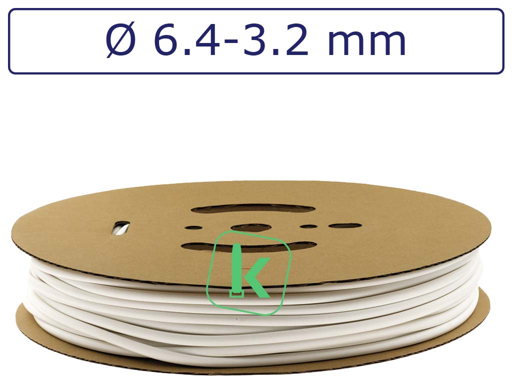 Krimpkous Wit 6,4-3,2 mm Wit Dunwandig krimpverhouding 2:1 (Rol 75 meter) - PRO-TIE®