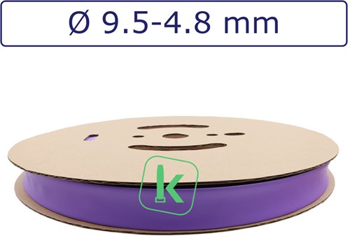 Krimpkous 9,5-4,8 mm Paars Dunwandig krimpverhouding 2:1 (Rol 75 meter) (Rol 75 meter)
